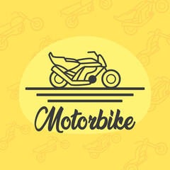 Sticker - banner with motorcycle on yellow background