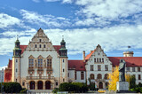 Fototapeta Miasto - Monument and historic neo-Romanesque sandstone buildings