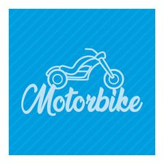 Sticker - banner with motorcycle on blue background