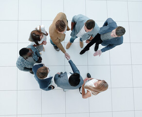 Poster - top view.business team and handshake of business partners