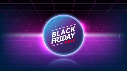 Wall Mural - black friday sale neon vector banners.