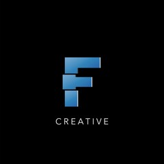 Initial Letter F Logo Icon, simple abstract techno logo vector design.