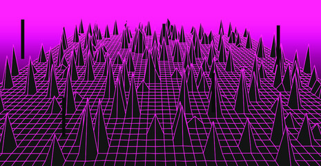 Wall Mural - generative computer art and complex information visualization concept. glitched and distorted polygo