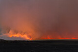 Fototapeta Storczyk - fall burning farm field
