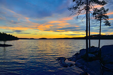 Fabulous North Sunset. Lake Keret, North Karelia, Russia
