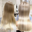  before and after complex staining exit from black to beautiful light blond