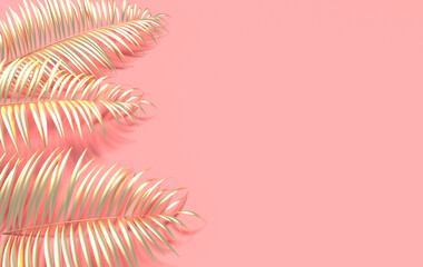 Wall Mural - Tropical palm leaves background. Summer tropical leaf. Exotic hawaiian jungle, summertime party design for trendy poster, flyer, banner, card, cover, brochure. 3d render.