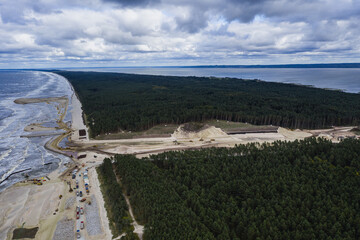 Canvas Print - Vistula Spit canal called Nowy Swiat - New World ship canal building site between Vistula Lagoon and Bay of Gdansk, Baltic Sea, Poland