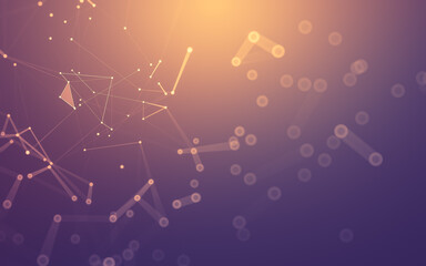 Abstract background. Molecules technology with polygonal shapes, connecting dots and lines. Connection structure. Big data visualization.