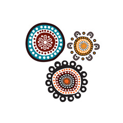 Poster - Aboriginal art dots paining icon logo design template