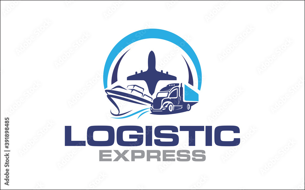 Illustration logistics and express delivery company logo design ...