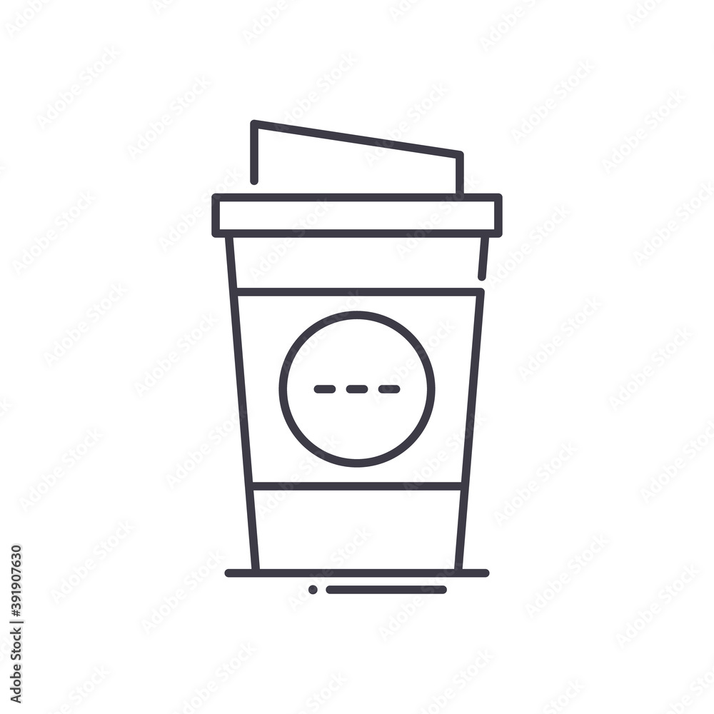 Take out coffee cup icon, linear isolated illustration, thin line vector, web design sign, outline concept symbol with editable stroke on white background.