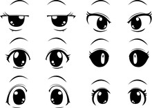 Cute Anime-style Big Black Eyes With Normal Facial Expressions