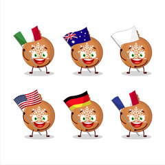 Sticker - christmas ball cookies cartoon character bring the flags of various countries