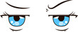 Cute anime-style eyes with a suspicious expression