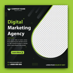 Digital Marketing Social Media Post Template, Digital marketing agency, Square Flyer Template,  Digital Business Marketing Social Media Banner, Vector graphic ad template.