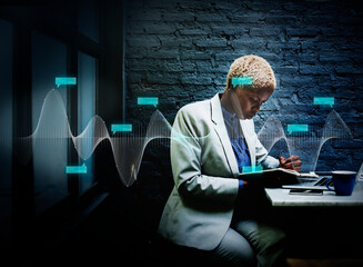 Wall Mural - Black businesswoman reading a book