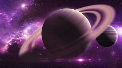 Wall Mural - saturn jupiter mars on the background of a beautiful nebula, 3d animation