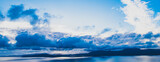 Fototapeta Łazienka - picturesque view on sea coastline and cloudy sunset sky
