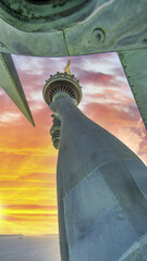 Sticker - Statue of Liberty arm as seen from the head interior at sunset, New York City