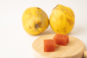 Wall Mural - quince fruit on white background