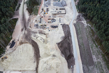 Canvas Print - Drone photo of Vistula Spit canal called Nowy Swiat - New World ship canal building site between Vistula Lagoon and Bay of Gdansk, Baltic Sea, Poland