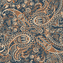 Paisley Floral Vector Pattern In Damask Style. Seamless Background