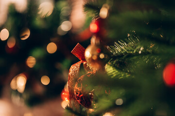 Wall Mural - beautiful and decorated christmas tree. christmas mood. great photo for greeting cards