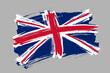 Flag of the United Kingdom of Great Britain and Northern Ireland. United Kingdom banner brush concept. Britain horizontal vector flag Illustration isolated on gray background.  England flag.