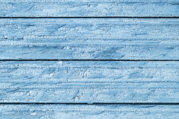 Wall Mural - Blue peeling paint. Wood background. Wooden desk texture. Vintage rustic background. Plank with knots structure. Cracks pattern.