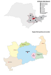 Wall Mural - Metropolitan Region of Jundiai administrative vector map, Brazil