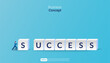 © Diki - Businessman pushing block dice with text success vector illustration. Business symbol
