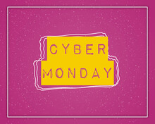 Yellow Inspiration "Cyber Monday". Pink Grain Background.