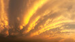 Panorama dramatic evening mammatus clouds, Cumulonimbus sunset