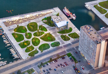 Wall Mural - Aerial view of Toronto Waterfront from city rooftop