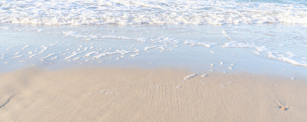 the waves of the sea on the sandy beach on a sunny day