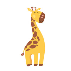  Cute Giraffe in cartoon scandinavian style. Vector illustration for posters, prints, cards, fabric, children books, interior design