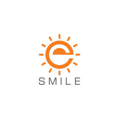 abstract smile letter e sun warm geometric logo vector