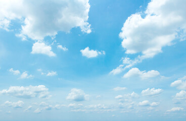 Wall Mural - panoramic of white puffy clouds and blue sky in sunny day background