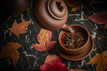 Wall Mural - Tea ceremony. Abstract background in the kitchen