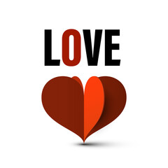 Poster - Love Symbol with Paper Cut Red Heart - Vector