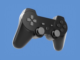 Canvas Print - 3d rendering video game controller on blue background