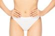 © master1305 - Belly. Close up beautiful female model on white background. Beauty, cosmetics, spa, depilation, diet and treatment, fitness concept. Fit and sportive, sensual body with well-kept skin in underwear.