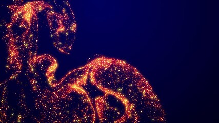 Wall Mural - 4k particle background like confetti in oil. 3d render of magic fiery golden sparkles glisten and sh