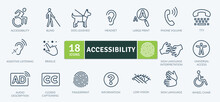 Accessibility Icons Pack. Thin Line Icons Set. Flat Icon Collection Set. Simple Vector Icons
