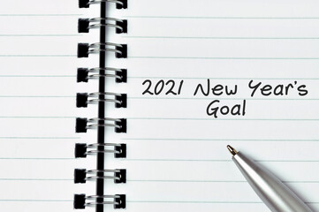 Wall Mural - 2021 New Year's goal text on notepad