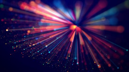 Wall Mural - magic multicolored sparkles of light with rays form flickering abstract simple structures like fiber