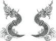 Traditional Line Thai style. Naka Thai Dragon vector and illustration isolate. Naga or Naka is Buddha's animal ,It's king of snake in South East Asia.