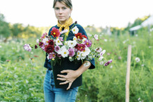 Portrait Of A Millennial Woman Working At Her Flower Farm
