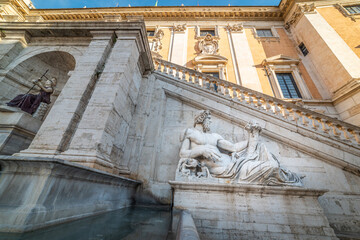 Wall Mural - Tiber statue by Michelangelo in Campidoglio square in Rome